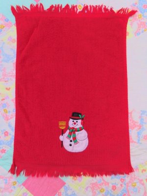 画像2: Snowman Applique Towel Red