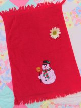 Snowman Applique Towel Red