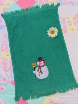 Snowman Applique Towel Green