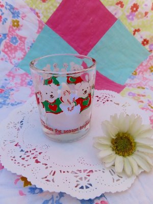 画像1: Mini Glass Candle Holder Bear