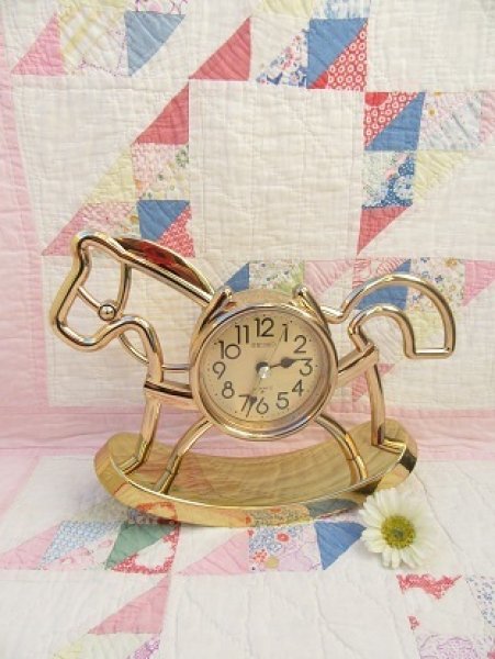 画像1: Rocking Horse Gold Clock (1)