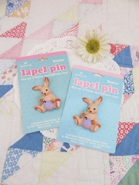 画像1: Lapel Pin Painting Brown Bunny (1)