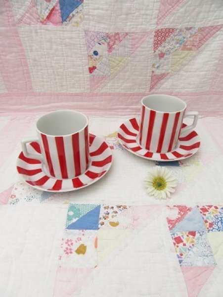 画像1: Red Stripe Cup & Saucer (1)