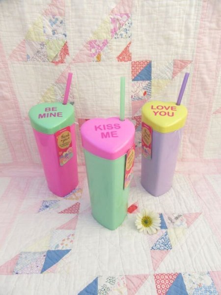 画像1: New Candy Hearts Plastic Tumbler  (1)