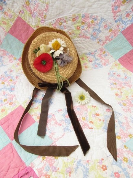 画像1: Child Straw Hat Corsage (1)