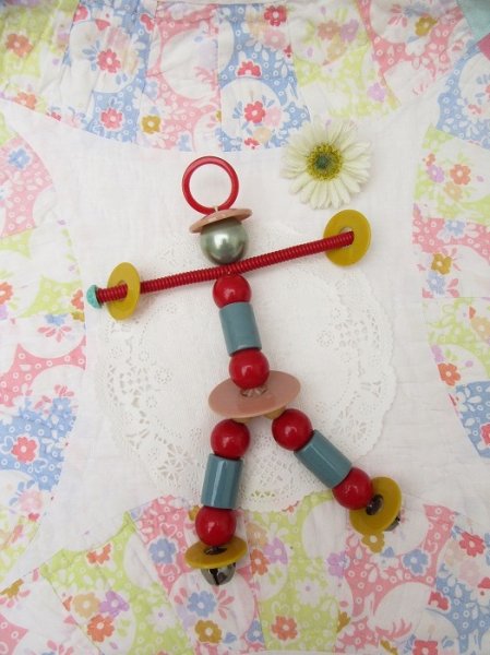 画像1: Colorful Wooden Doll Rattle (1)