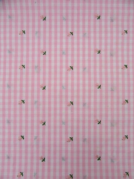 画像1: Flower Embroider Gingham Pink (1)