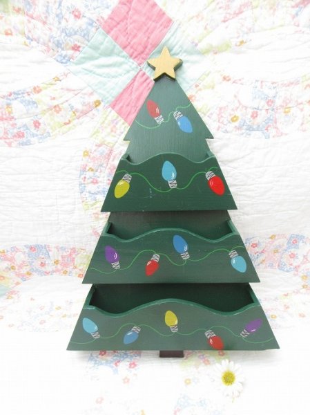 画像1: Wooden Christmas Tree Wall Pocket (1)