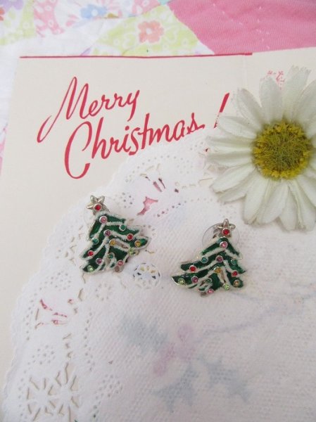 画像1: Green Christmas Tree Pierced  (1)