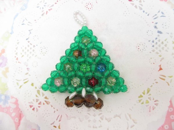 画像2: Beaded Tree Ornament Green (2)