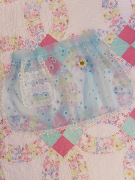 画像1: Organdy Apron Daisy Blue (1)