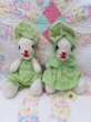 画像1: Green Gingham Dress Bunnies  (1)