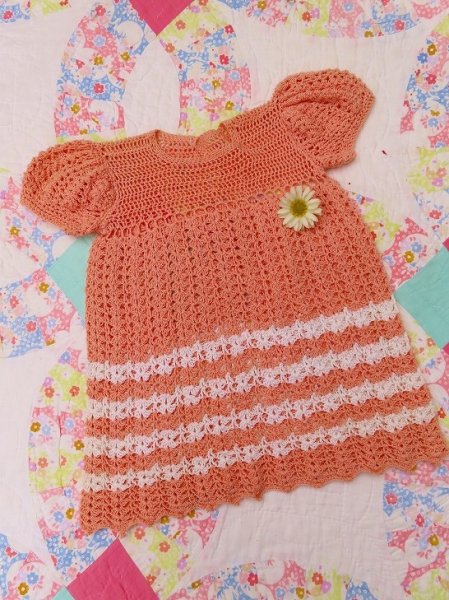 画像1: Coral Crochet Dress  (1)