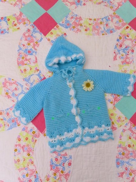 画像1: Baby Knit Cardigan Blue (1)