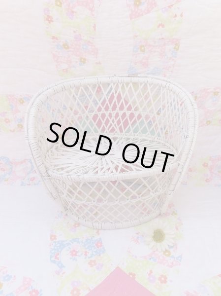 画像1: Wicker Doll Bench White (1)