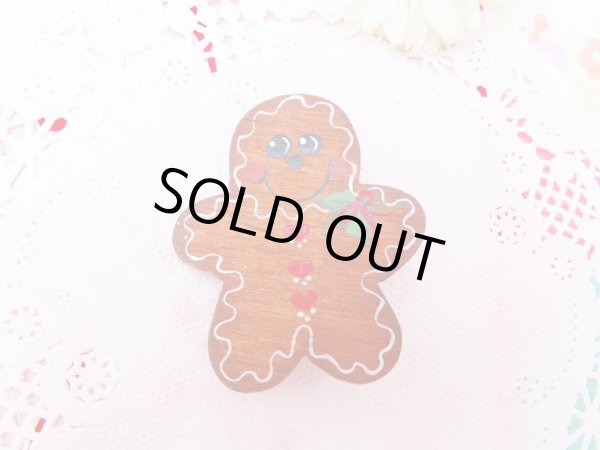 画像2: Wooden Gingerbread Pin (2)