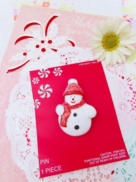 画像1: Glitter Snowman Pin (1)