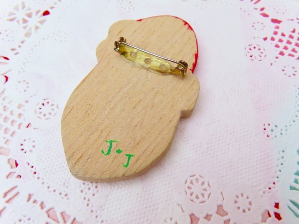 画像3: Wooden Santa Brooch (3)